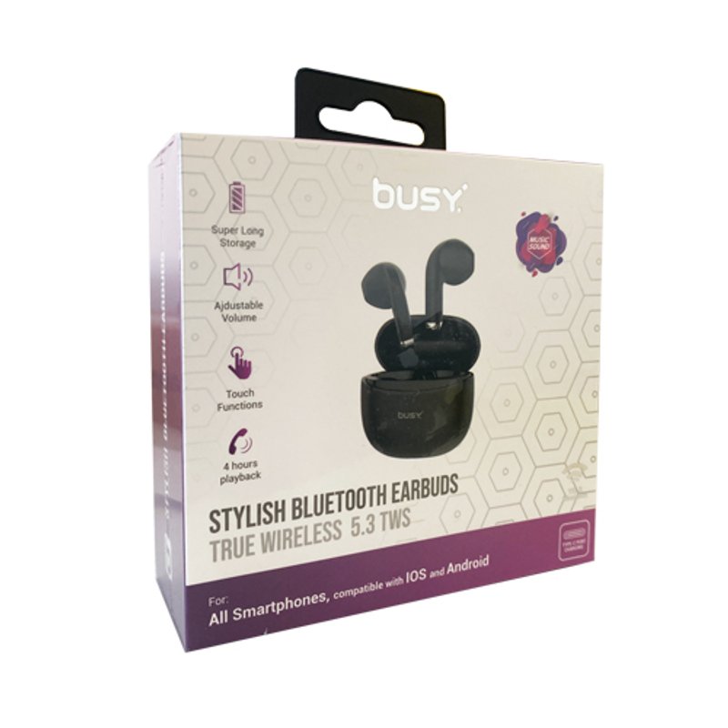 BUSY Bluetooth Earbuds 5.3 TWS crne
