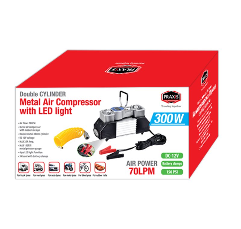 PRAXIS Kompresorska pumpa 2 cilindra 300W